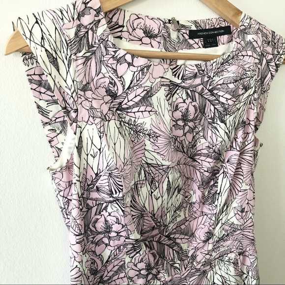 French Connection flight of fancy cap sleeve cotton mini floral dress size 4 - Picture 4 of 8